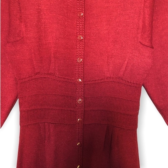 St. John knit long sleeve midi sweater dress red by Marie Gray - Picture 3 of 8